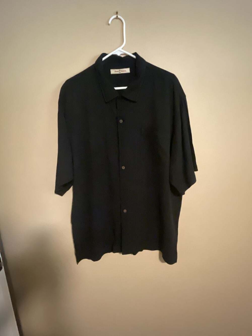 Tommy Bahama Pocket Rockets Silk Short Sleeve Black Button Up Shirt XL